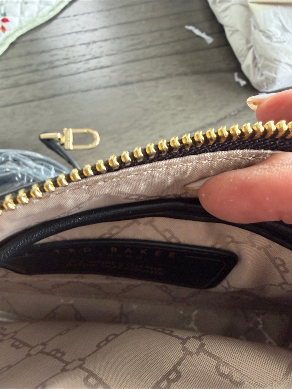 Ted Baker Black Crossbody Bag with Gold Hardware